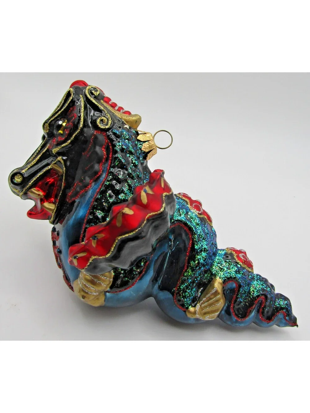 Thomas Glenn Molded Glass Holiday Colorful Flying Dragon Ornament